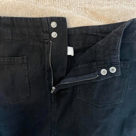 Black Midi Denim Skirt With Cutout Details - Picture 4 of 7